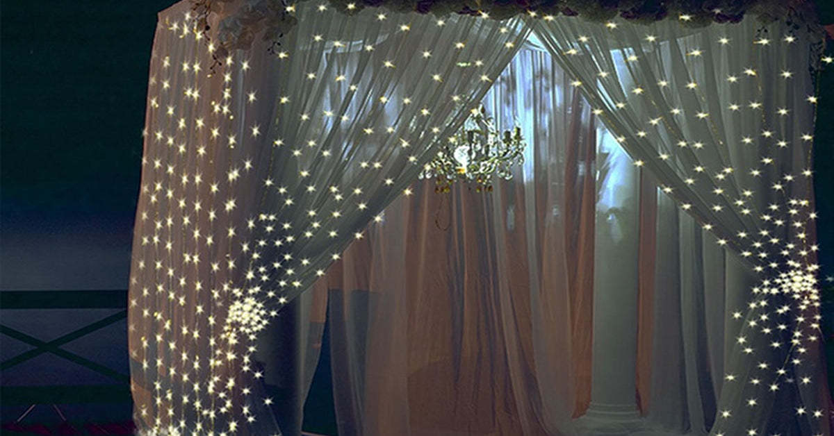 10Ft. 300-LED Warm White String Curtain Light Upgraded-LED Solar Fairy Lights