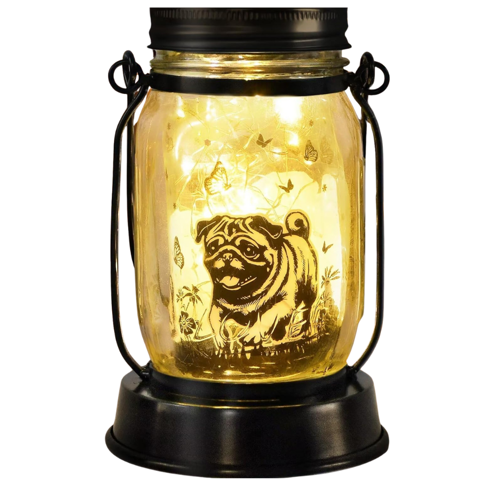 Pug Solar Lantern Garden Light For Dog Lovers And Memorial Decor