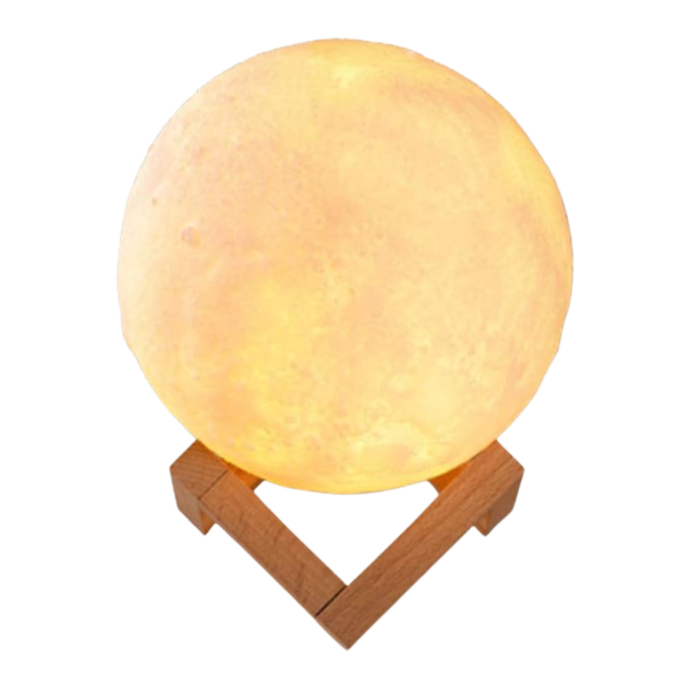 3D Moon With Wooden Stand Lamp-LED Solar Fairy Lights