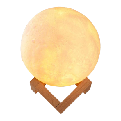 3D Moon With Wooden Stand Lamp-LED Solar Fairy Lights