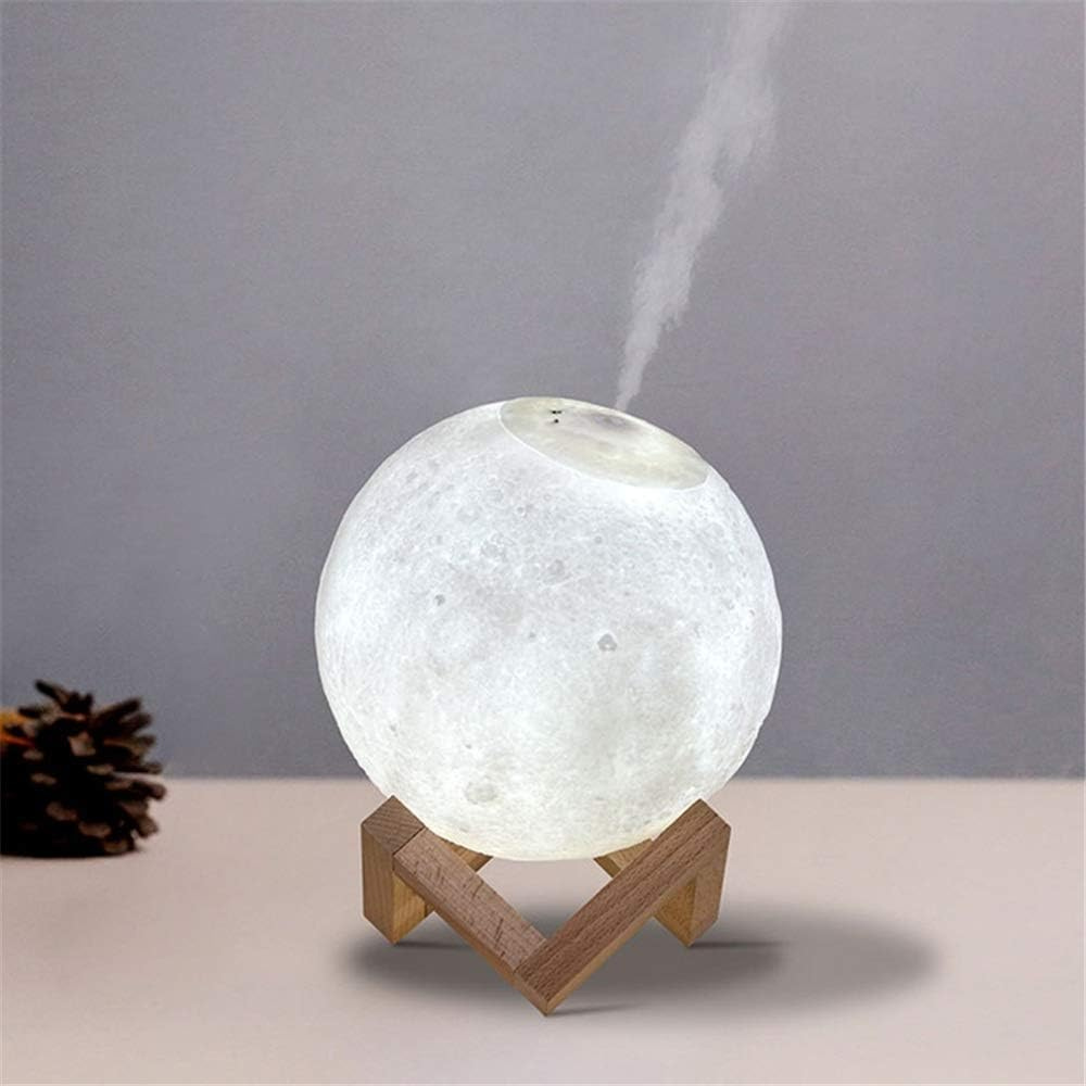 3D Moon With Wooden Stand Lamp-LED Solar Fairy Lights