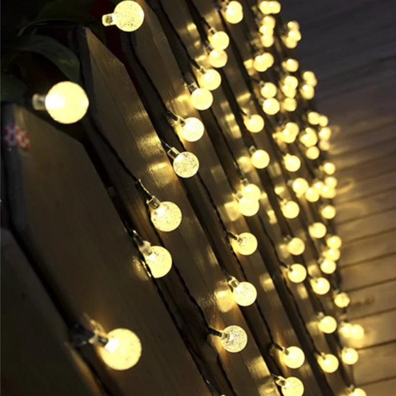 20 LED Solar-Powered Crystal Ball String Lights-LED Solar Fairy Lights