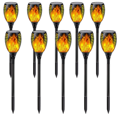 Large Flickering Flame Solar Torch Lights For Outdoor Halloween