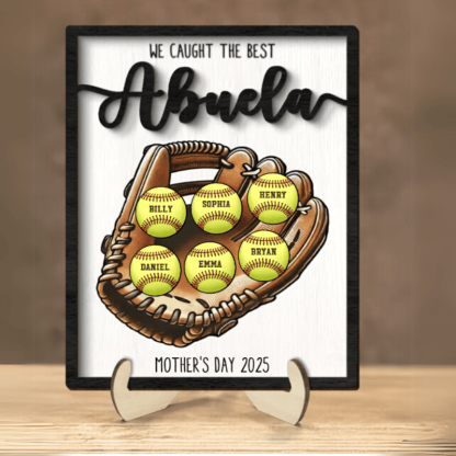 Mothers Day Personalized Baseball Glove Display - Solar Flame Torch