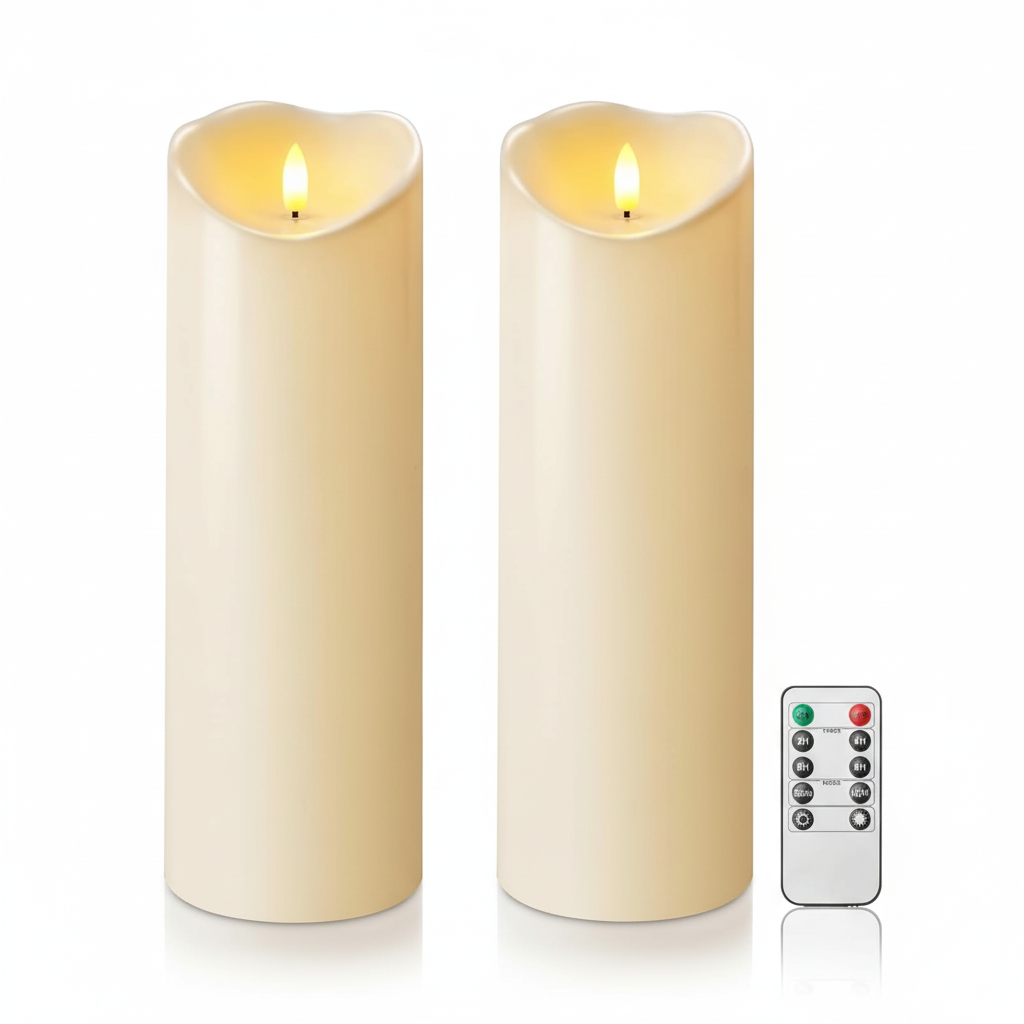Dripping Wax Flameless LED Pillar Candles Battery Operated With Remote Control And Timer