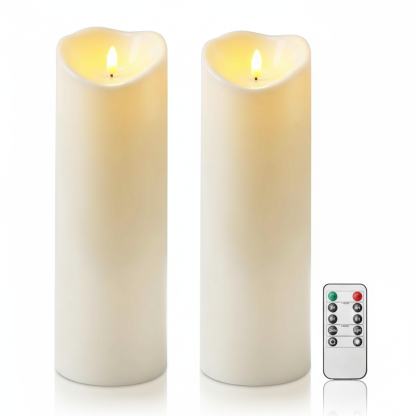 Dripping Wax Flameless LED Pillar Candles Battery Operated With Remote Control And Timer