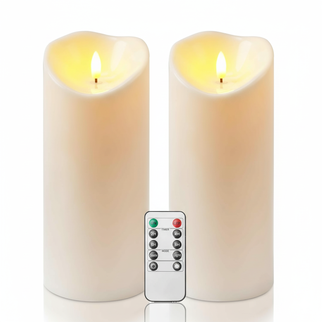 Dripping Wax Flameless LED Pillar Candles Battery Operated With Remote Control And Timer