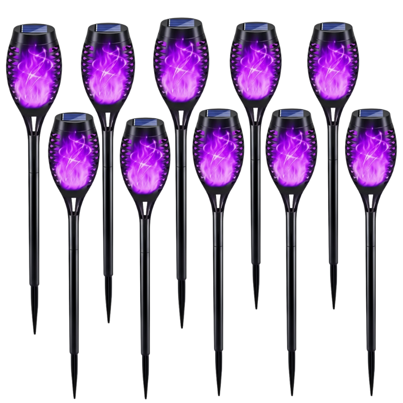 Flickering Flame Solar Torch Lights For Outdoor Halloween Decor