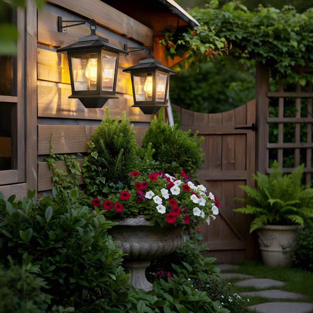 Pack Of 2 Solar Wall Lanterns With Replaceable Bulb