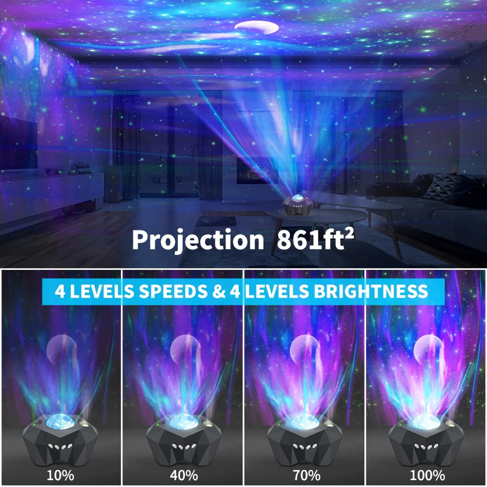 Starry Sky Projector With Moon And Music Sync-LED Solar Fairy Lights
