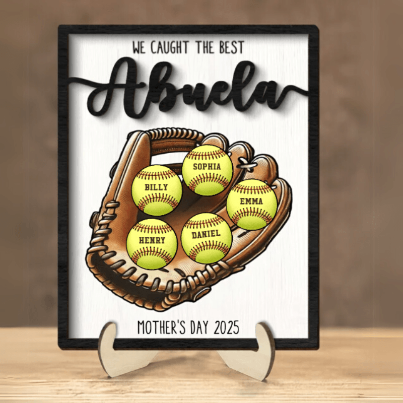 Mothers Day Personalized Baseball Glove Display - Solar Flame Torch