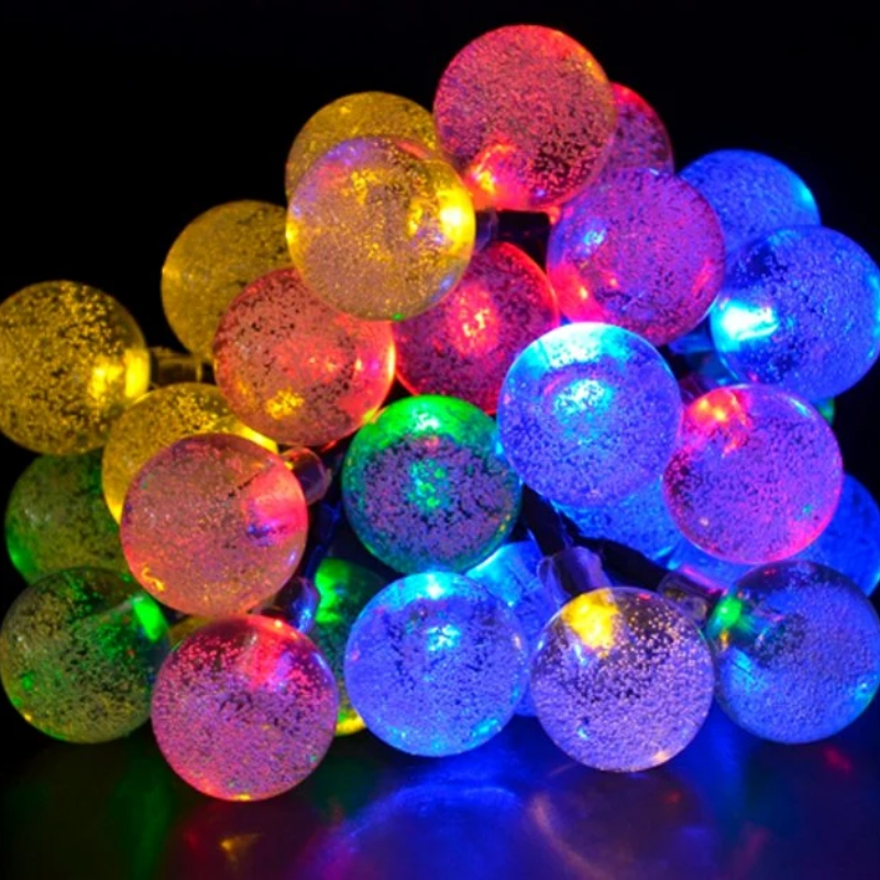20 LED Solar-Powered Crystal Ball String Lights-LED Solar Fairy Lights