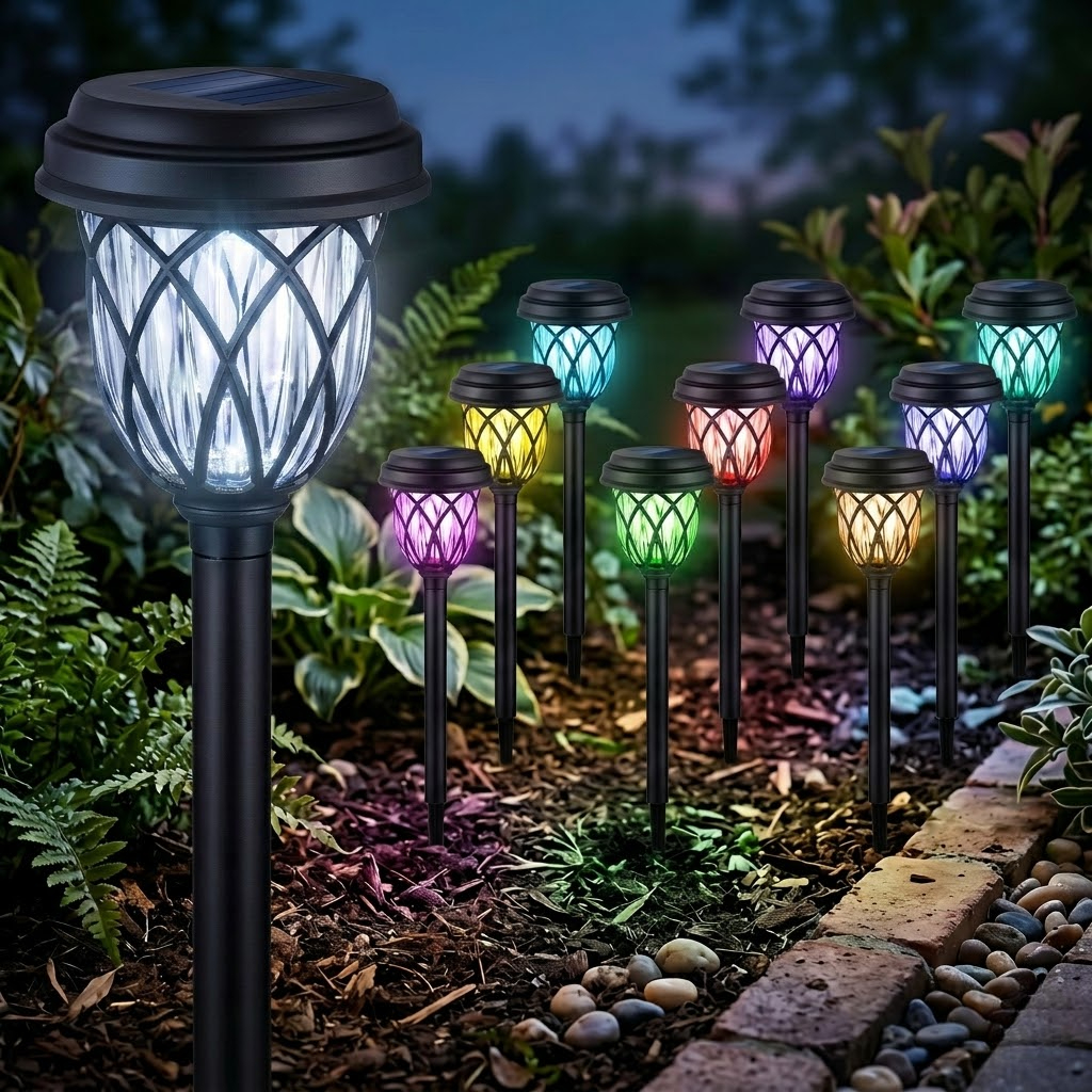 Pack Of 10 Solar Pathway Lights For Outdoor Garden