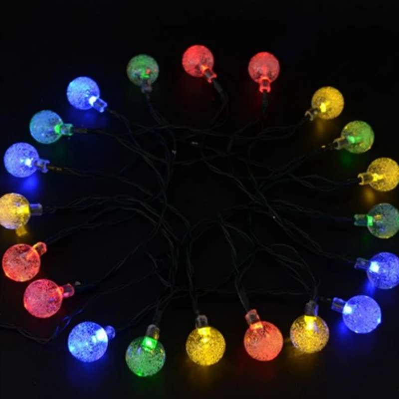 20 LED Solar-Powered Crystal Ball String Lights-LED Solar Fairy Lights