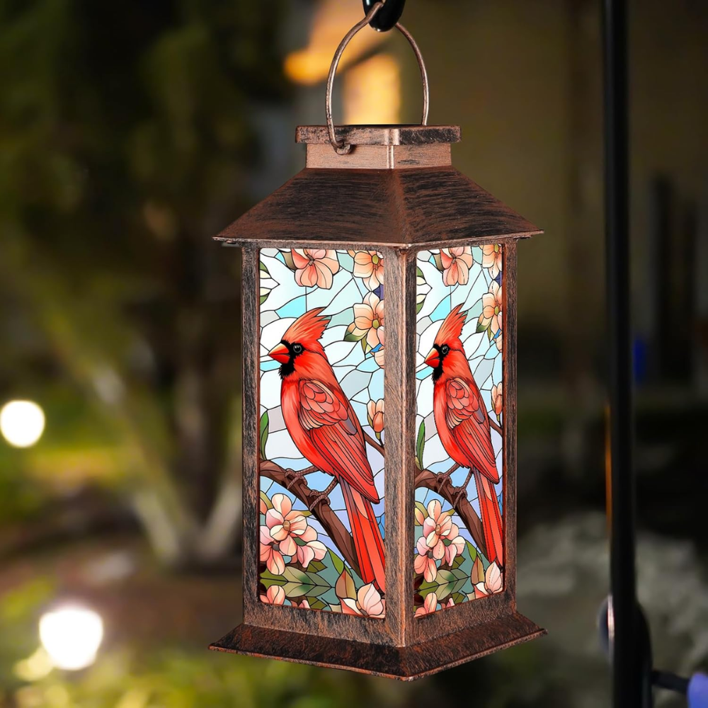 Waterproof Solar Lantern With Sunflower Butterfly Garden Decor