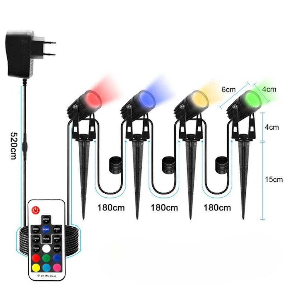 Decorative Outdoor RGB 12V Remote Controlled Lawn Lamp-LED Solar Fairy Lights