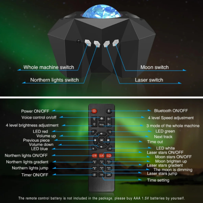 Starry Sky Projector With Moon And Music Sync-LED Solar Fairy Lights