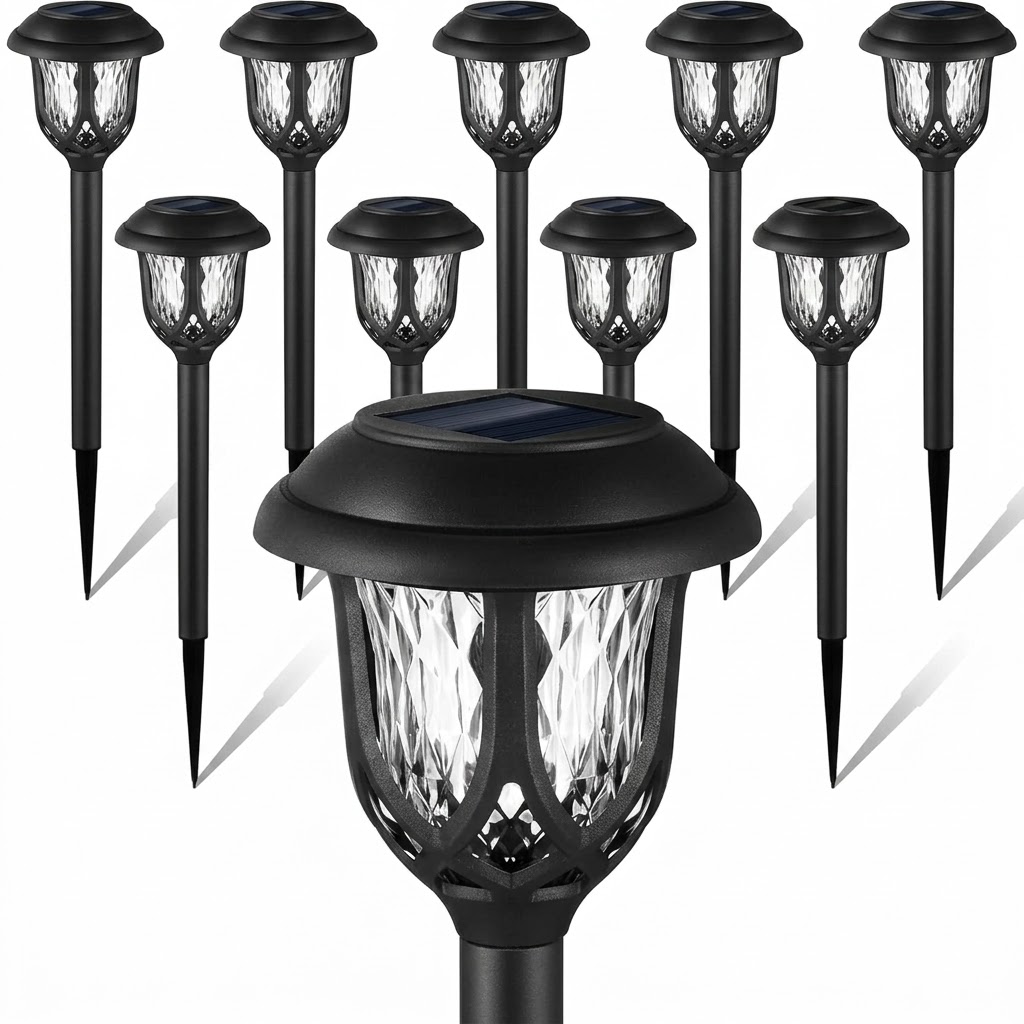 Pack Of 10 Solar Pathway Lights For Outdoor Garden