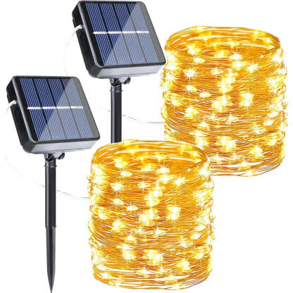 2 Piece Solar Powered String Lights For Outdoor Decoration-LED Solar Fairy Lights