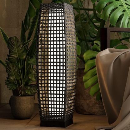 Solar Wicker Outdoor Floor Lamp