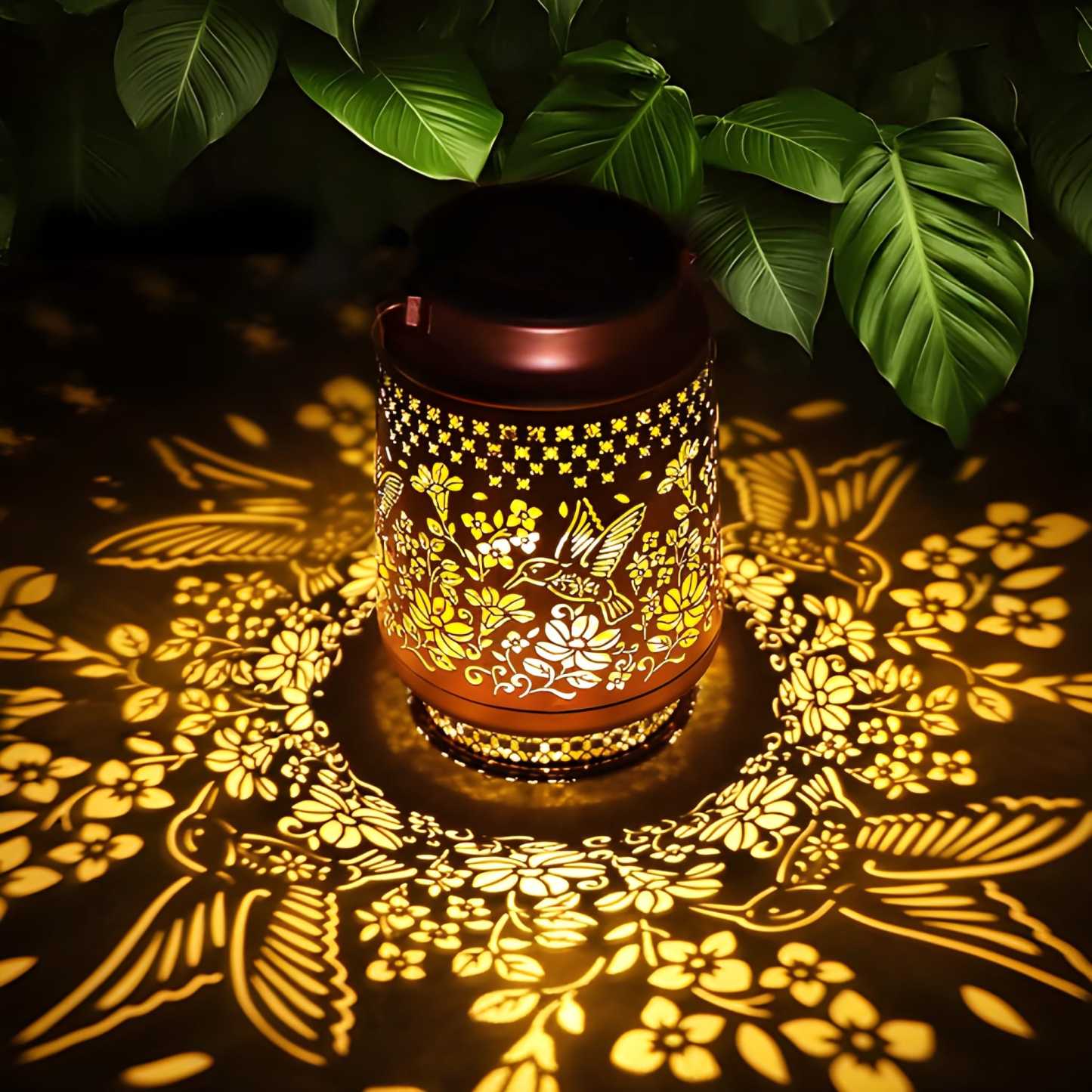 Outdoor Hummingbird Solar Lanterns Waterproof Hanging Metal Lights