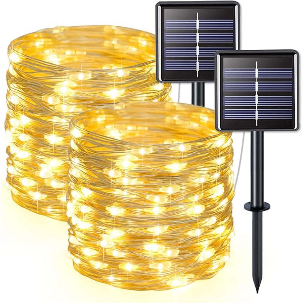 Solar Powered Outdoor String Lights With Flexible Copper Wire-LED Solar Fairy Lights