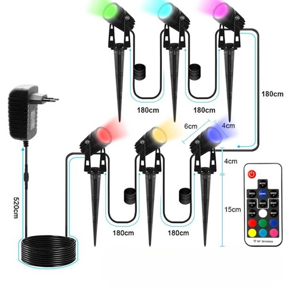 Decorative Outdoor RGB 12V Remote Controlled Lawn Lamp-LED Solar Fairy Lights