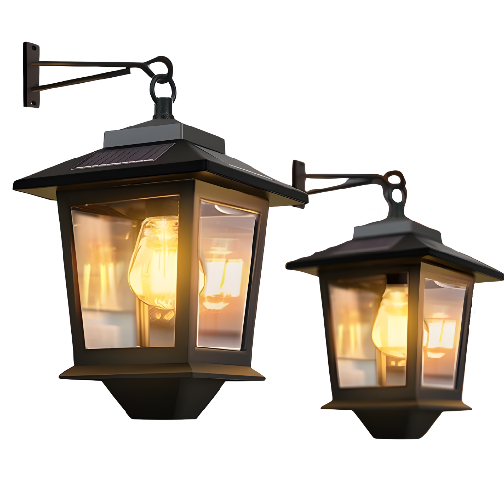 Pack Of 2 Solar Wall Lanterns With Replaceable Bulb