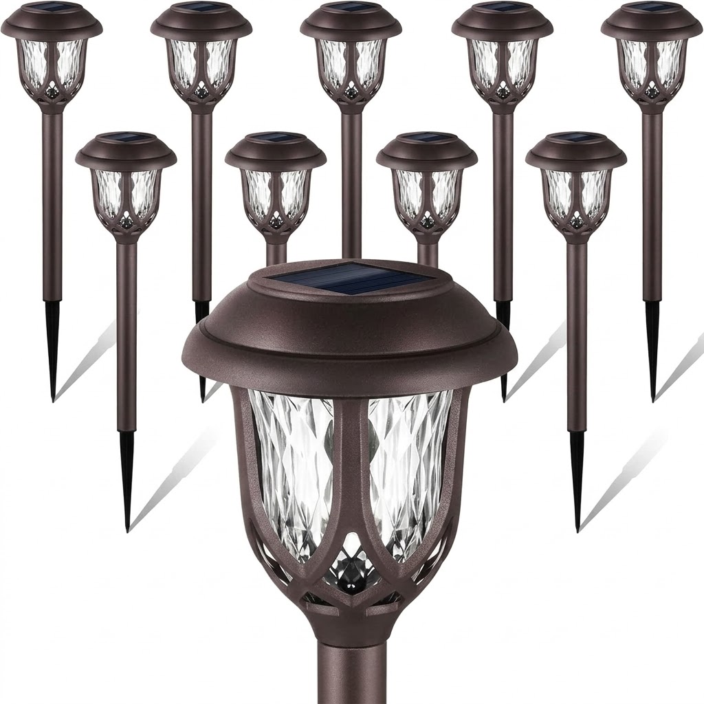 Pack Of 10 Solar Pathway Lights For Outdoor Garden