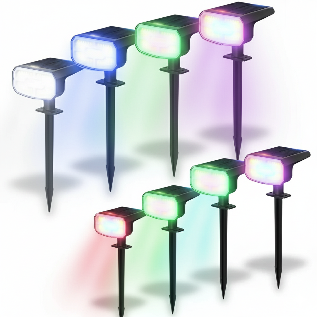 Pack Of 4 Solar Landscape Spot RGB Lights