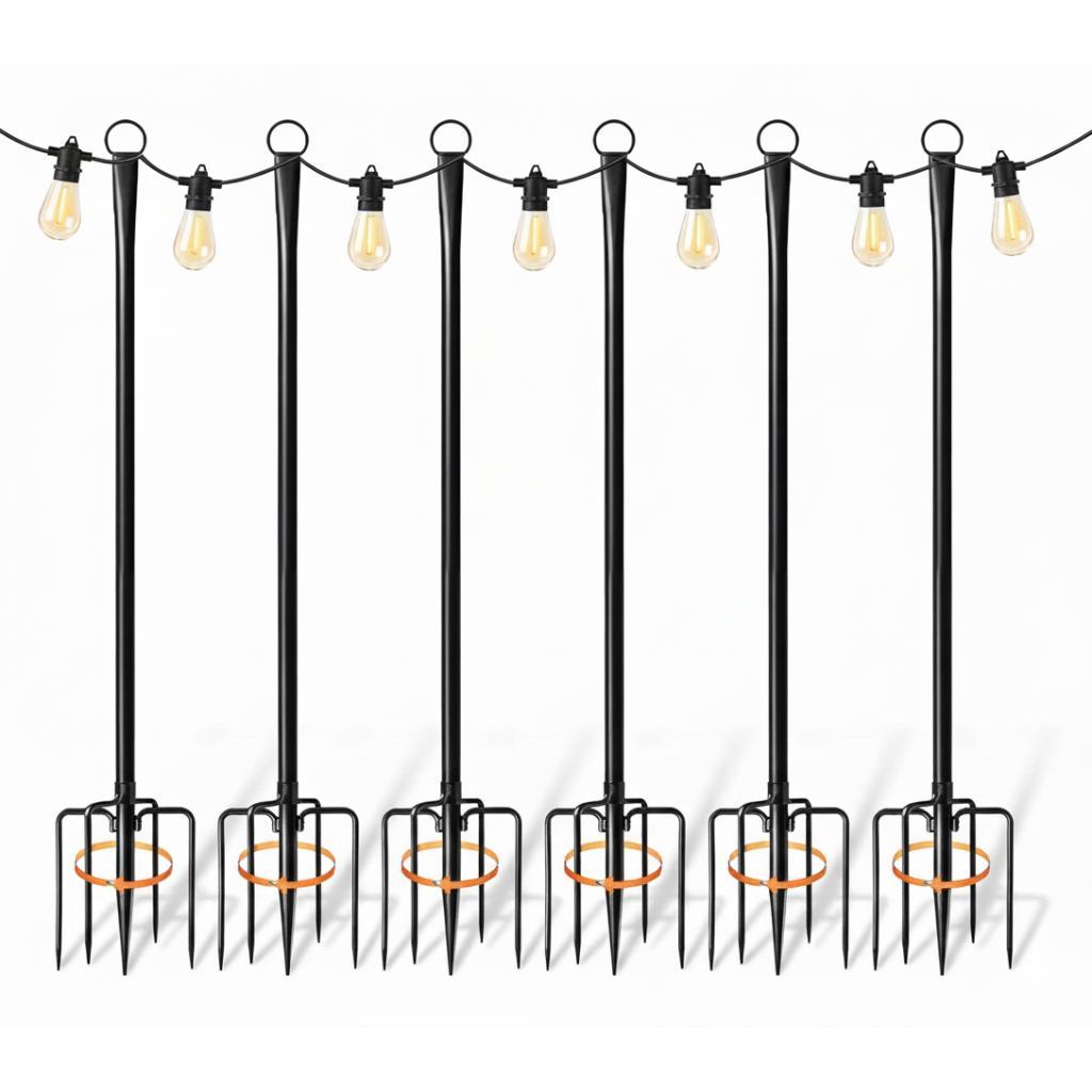 2 Pack Outdoor String Light Poles with Fork Base