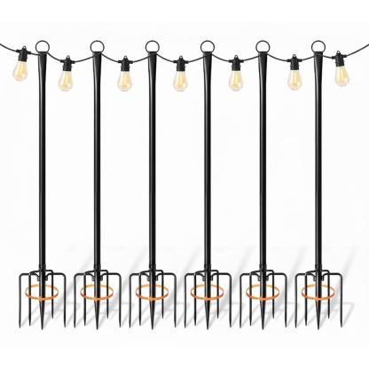 2 Pack Outdoor String Light Poles with Fork Base