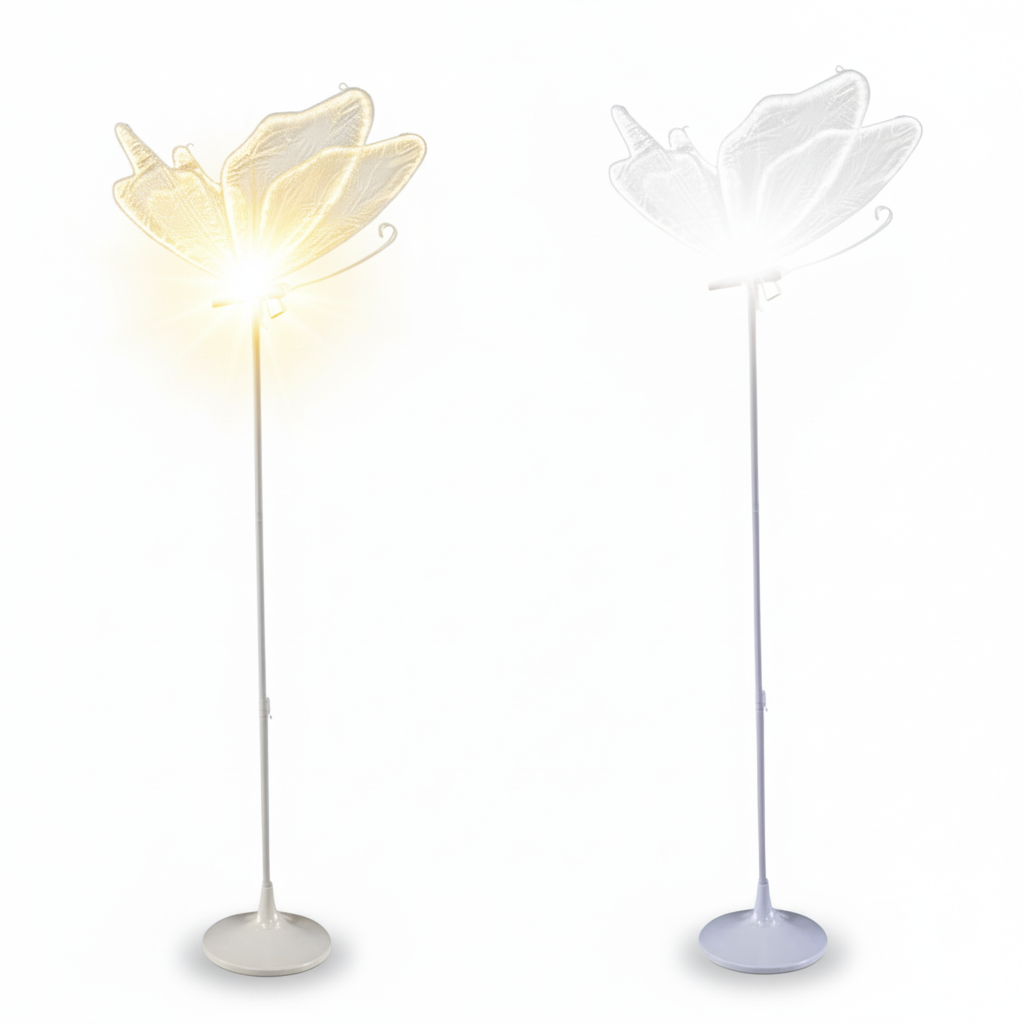 2 Pack of Three Color Butterfly Floor Lamp with LED Lighting for Home and Wedding Decor