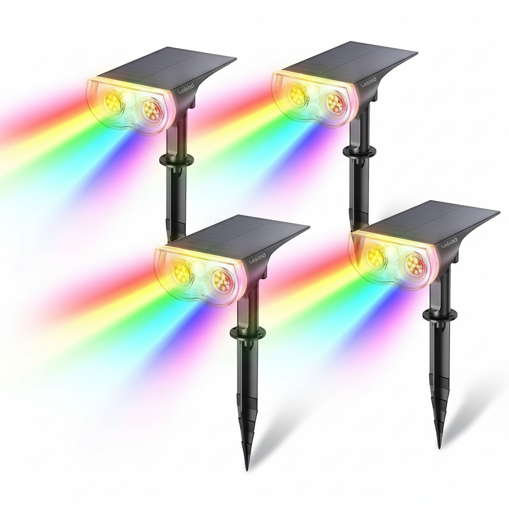 RGB Halloween Solar Lights Outdoor 2 Pack Waterproof Spotlights