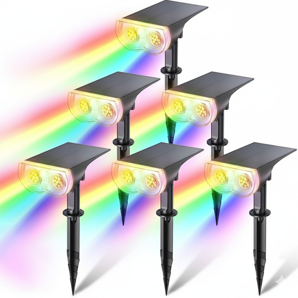 RGB Halloween Solar Lights Outdoor 2 Pack Waterproof Spotlights