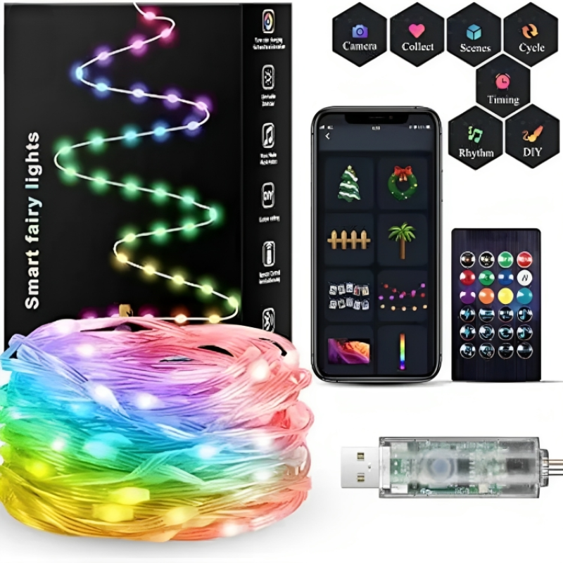 Smart Ambient Decorative Controllable Holiday Light-LED Solar Fairy Lights