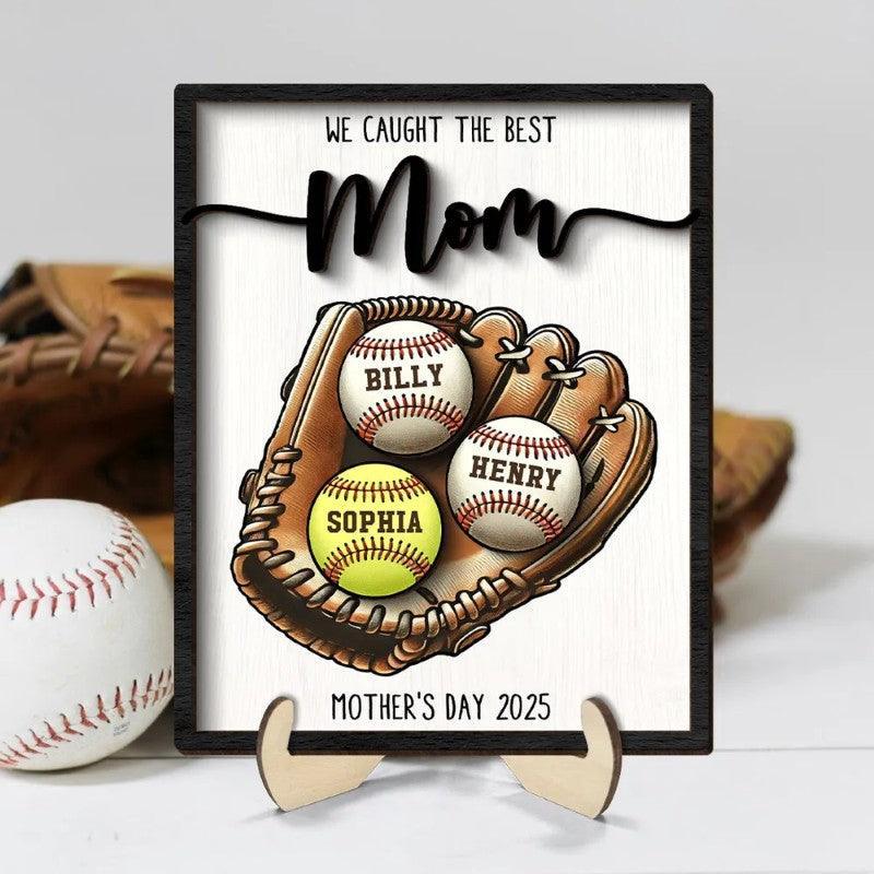 Mothers Day Personalized Baseball Glove Display - Solar Flame Torch