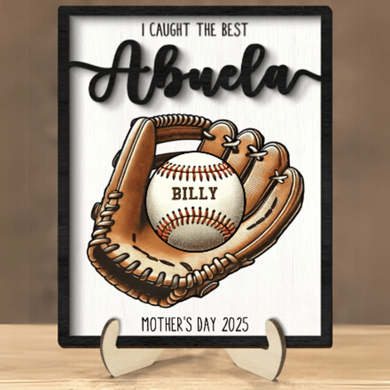 Mothers Day Personalized Baseball Glove Display - Solar Flame Torch
