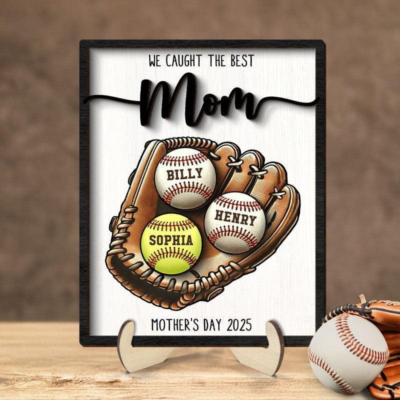 Mothers Day Personalized Baseball Glove Display - Solar Flame Torch
