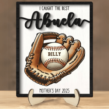 Mothers Day Personalized Baseball Glove Display - Solar Flame Torch