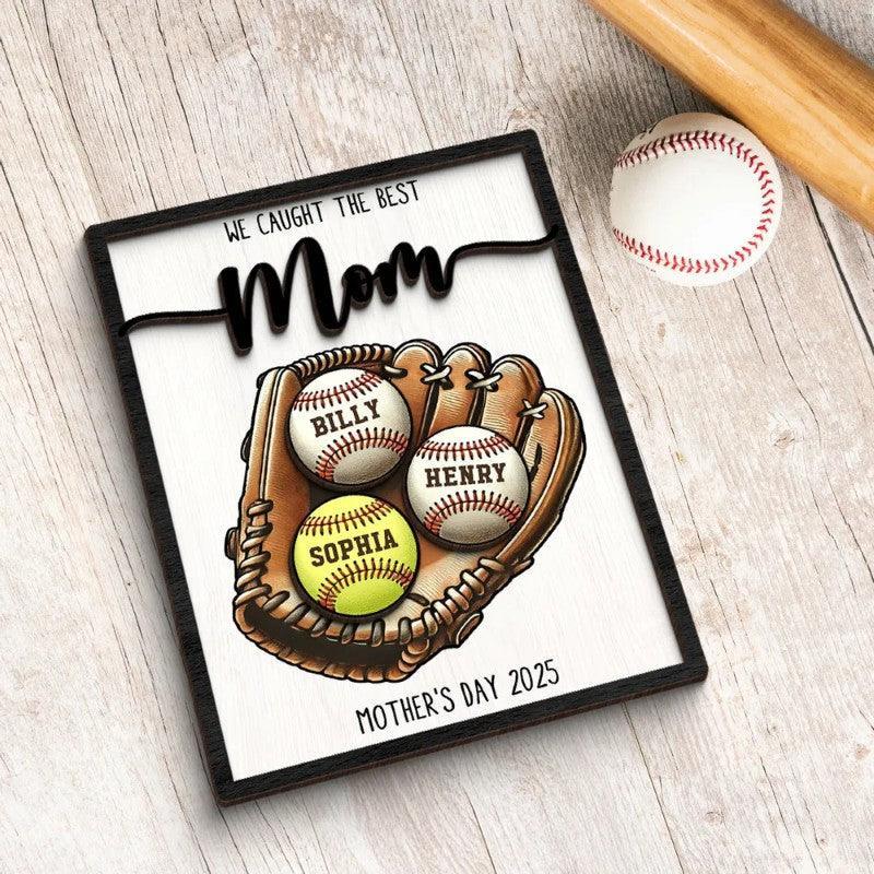 Mothers Day Personalized Baseball Glove Display - Solar Flame Torch