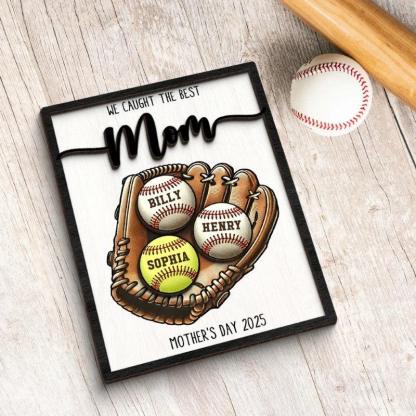 Mothers Day Personalized Baseball Glove Display - Solar Flame Torch