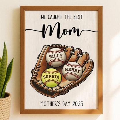 Mothers Day Personalized Baseball Glove Display - Solar Flame Torch