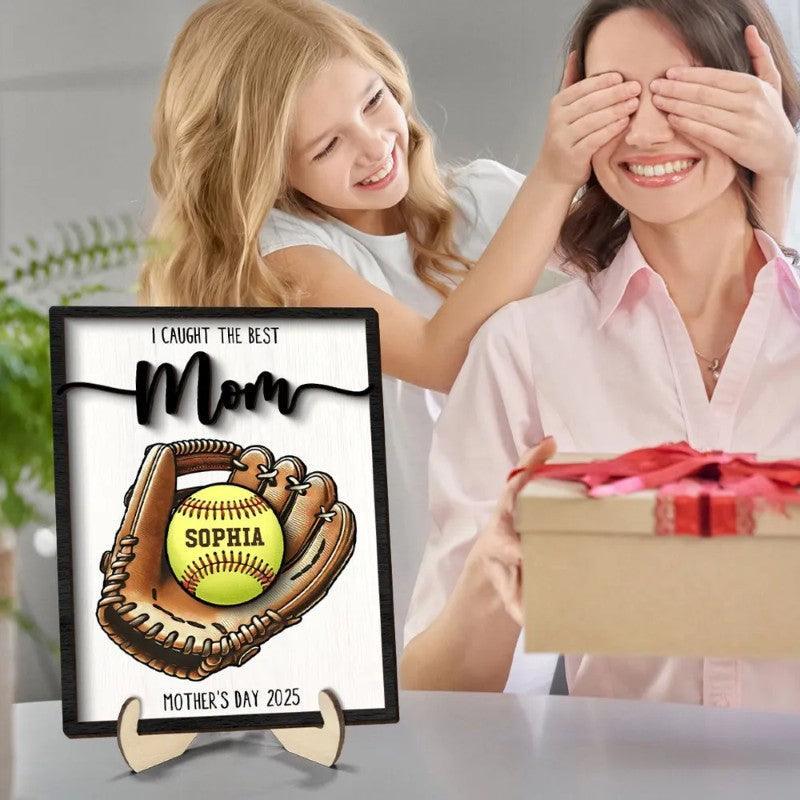 Mothers Day Personalized Baseball Glove Display - Solar Flame Torch