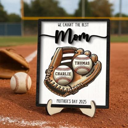Mothers Day Personalized Baseball Glove Display - Solar Flame Torch