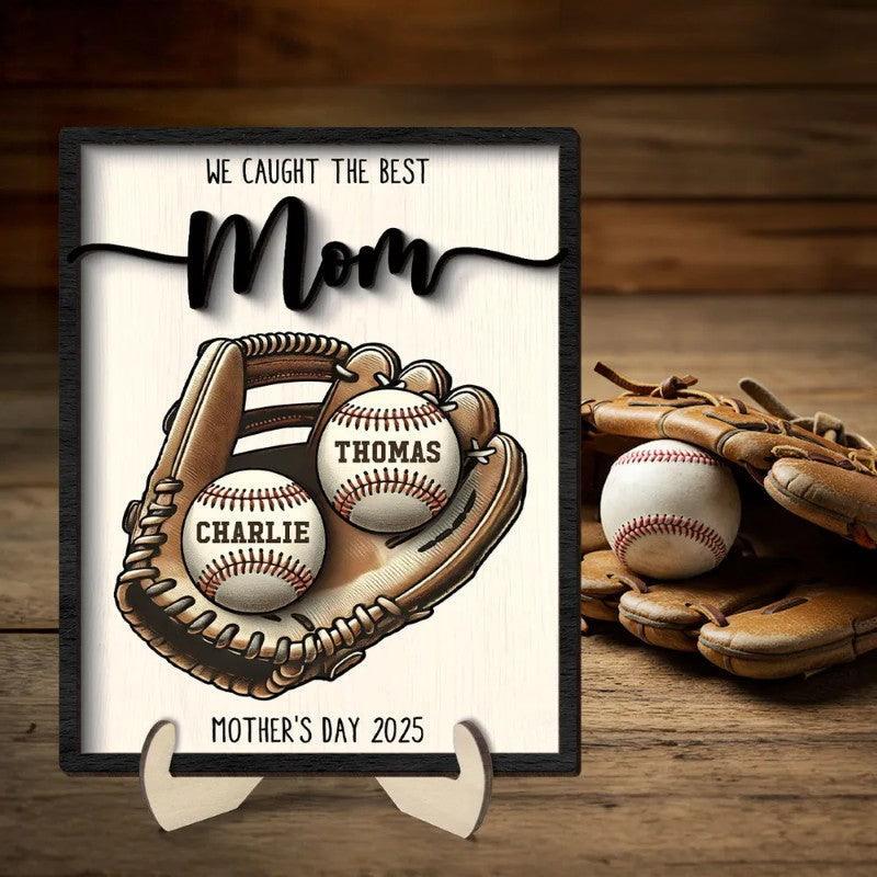 Mothers Day Personalized Baseball Glove Display - Solar Flame Torch