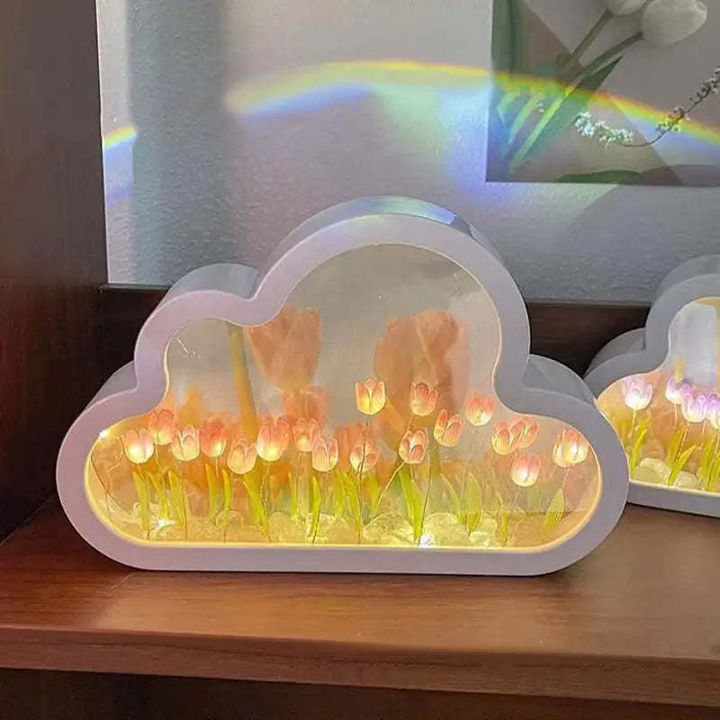 Tulip Cloud Mirror Bedroom Sleeping Table Lamp-LED Solar Fairy Lights