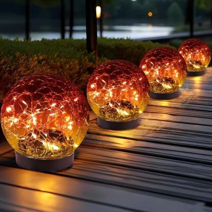 Decorative Cracked Glass Solar Globes-LED Solar Fairy Lights
