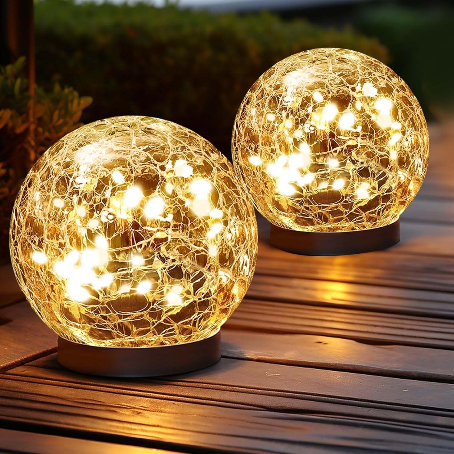 Decorative Cracked Glass Solar Globes-LED Solar Fairy Lights