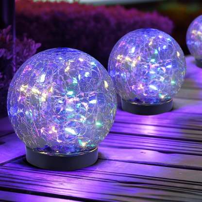 Decorative Cracked Glass Solar Globes-LED Solar Fairy Lights